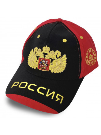 Бейсболка Россия вышивка красно-черная