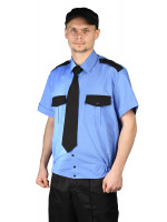 Рубашка Мужская Охрана (Короткий Рукав) на Резинке Голубая с Чёрным
