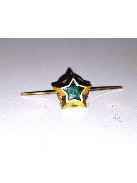 Звезда на Погоны ФССП 13 мм Металл Золото с Зеленой Эмалью