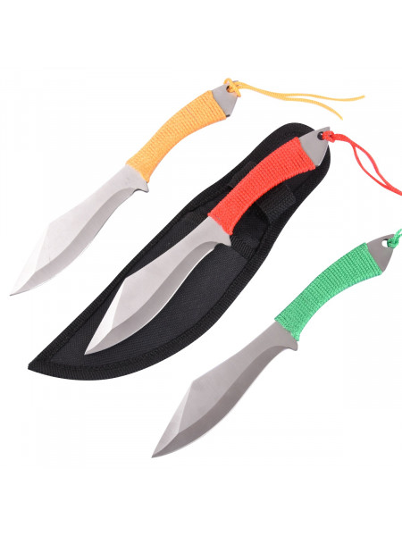Комплект Метательных Ножей Оранжевый Зеленый Красный