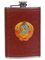 Карманная Фляжка с Металлической Накладкой Герб СССР