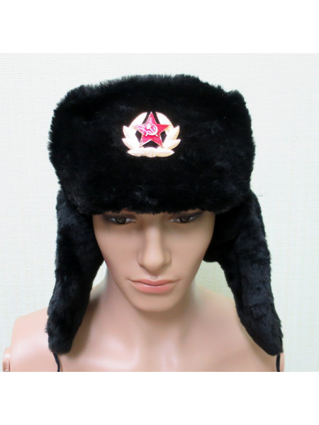 Шапка-ушанка Мужская Сувенирная Зимняя Черная